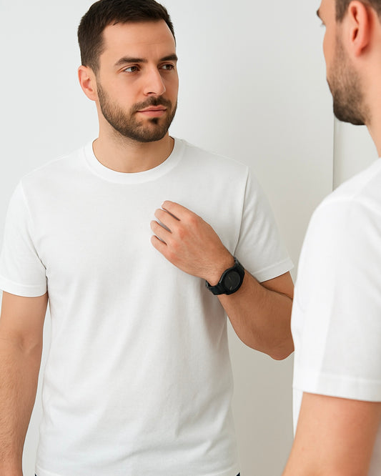 Pure White Essential Tee - Midnight Eclipse