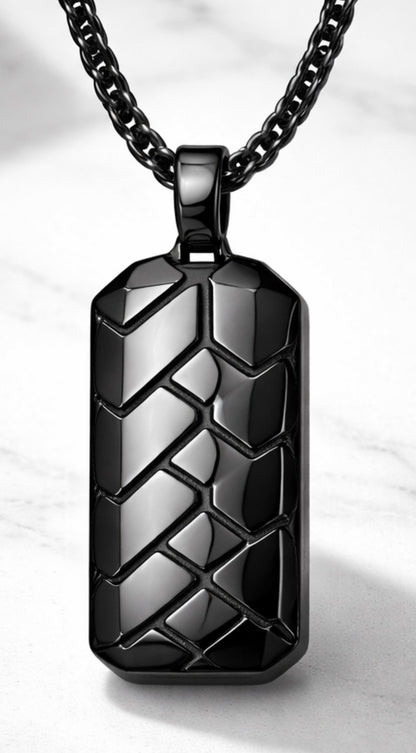 Midnight Cipher Dog Tag (Pendant Necklace for Men) - Midnight Eclipse