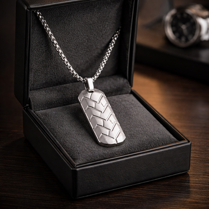 Midnight Cipher Dog Tag (Pendant Necklace for Men) - Midnight Eclipse