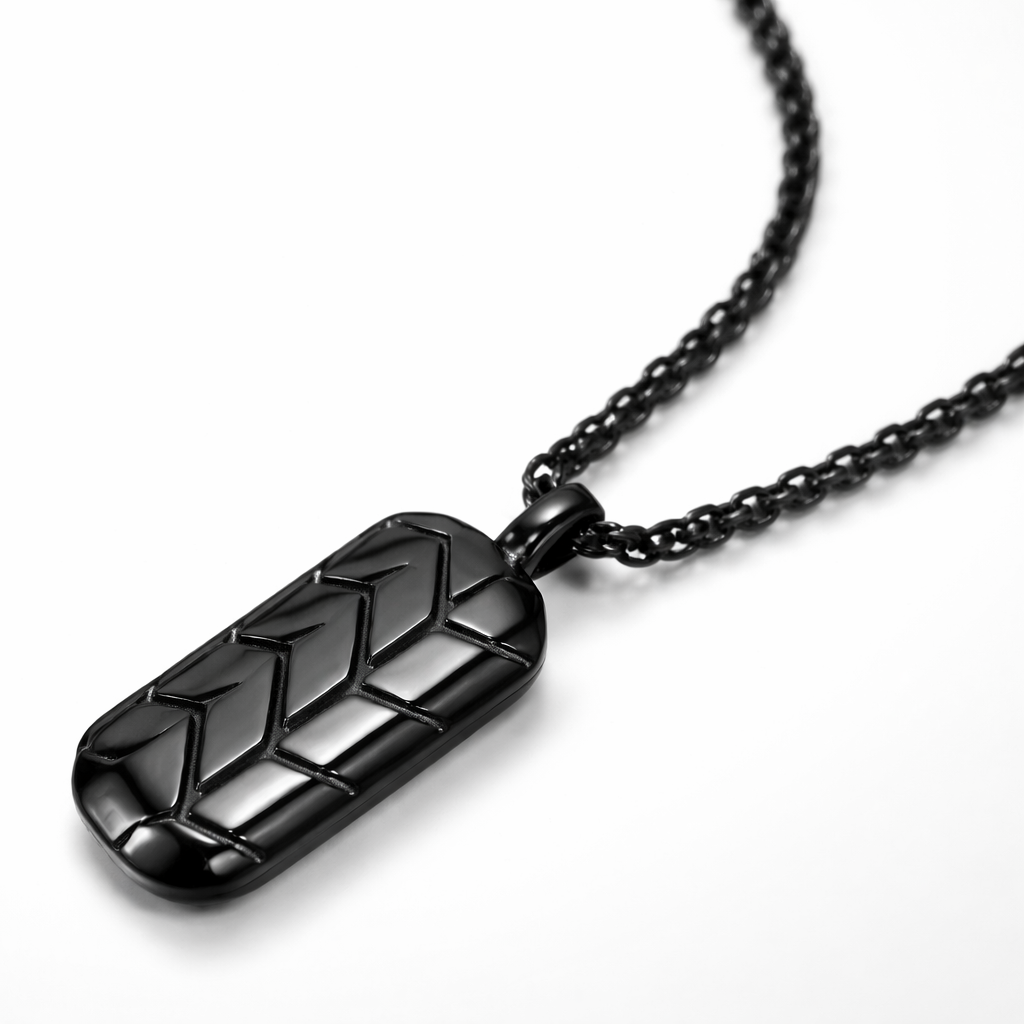 Midnight Cipher Dog Tag (Pendant Necklace for Men) - Midnight Eclipse